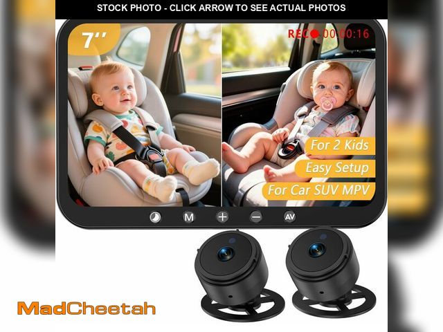 Lot 74-13715348 - Gwozn Dual Baby Car Camera for 2 Kids: 7-Inch 1080P Split-Screen Monitor with Recording Backseat Cam...