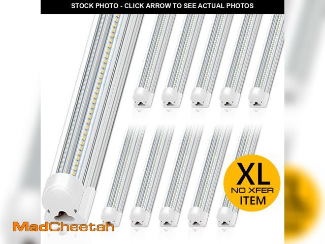 Lot 74-12569363 - Barrina 8FT LED Shop Light, 100W 15000LM 5000K, Clear Cover Linkable LED Tube Lights, V Shape Integr...