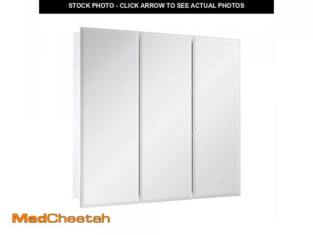 Lot 74-12251354 - (MIRROR IS CRACKED) Glacier Bay 30.4 in. W x 30.2 in. H Rectangular Medicine Cabinet with Mirror in ...