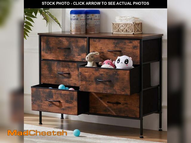 Lot 74-13978855 - edx 6 Drawer Fabric Dresser for Bedroom, Chest of Drawer Organizer Storage Cabinet for Closet, Entry...