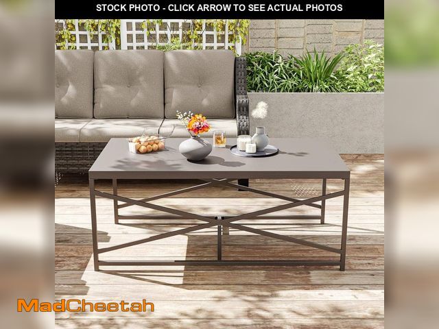 Lot 74-14115454 - Outdoor Coffee Table Patio Table with Sturdy Brown Steel Frame - UNUSED