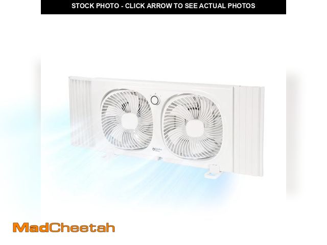 Lot 74-14608521 - Comfort Zone 9 in. Twin Window Fan, 2 Speeds, Rotating Heads, Bug Screen - UNUSED