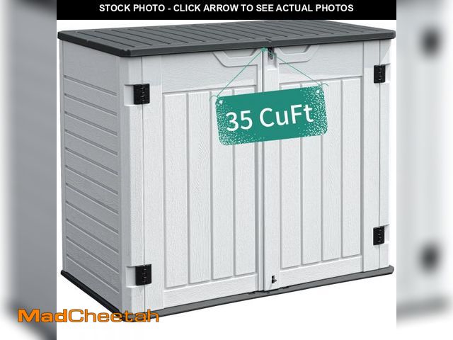 Lot 74-12104481 - YITAHOME Outdoor Horizontal Storage Sheds w/o Shelf, 35 Cu Ft Lockable Resin Waterproof Shed, Ideal ...