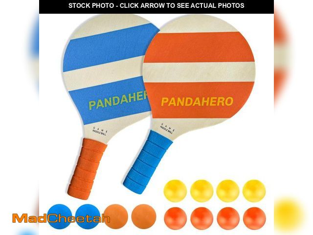 Lot 74-12433359 - Beach Paddle Ball Set Ã¢â¬â 2 Wooden Rackets with 8 Waterproof Balls + 4 Mini Hockey Balls Ã¢â¬â...