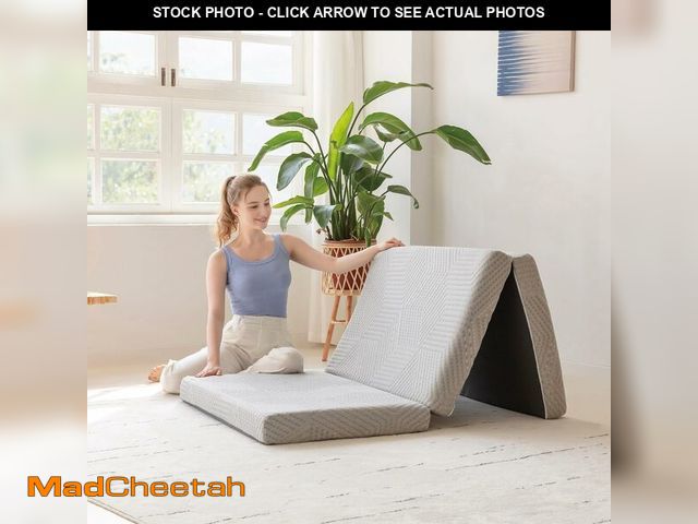 Lot 74-13733884 - MLILY Tri-Fold Memory Foam Mattress Topper, 4 inch Single Folding Mattress with Collapsible and Wash...