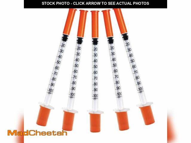 Lot 74-14205384 - 31G 1cc 1/4 Inch (6mm) Syringe, U-100 Syringe with Needle, Individually Wrapped, Pack of 100 - UNUSE...