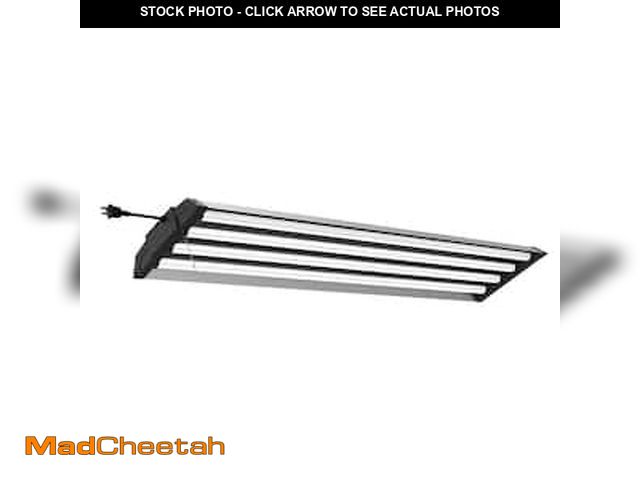 Lot 74-12551943 - 4 ft. 80-Watt 4000K Bright White 4-Light 7000 Lumens Gray Integrated LED Linkable Hanging Shop Light...