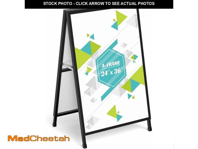 Lot 74-12800195 - Sandwich Board Signs Outdoor A-Frame Sign Holder 24x36 inches, Black Coated Steel Metal Double-Sided...