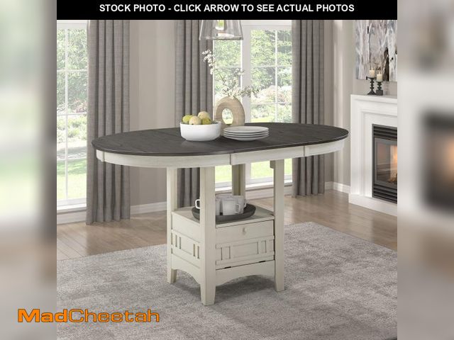 Lot 74-12395232 - Lexicon Meyer Counter Height Dining Table for 4, Storage Base with Door, Two-Tone, Antique White &am...