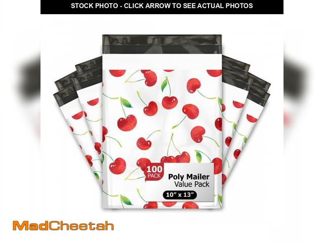 Lot 74-12302116 - 10x13 (100) Cherries Designer Poly Mailers Waterproof Self Sealing Tear Resistant Polymailers Shippi...