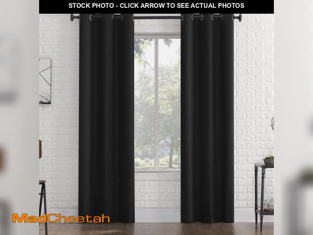 Lot 74-12526875 - Sun Zero Arlo 2-Piece Textured Thermal Insulated Room Darkening Grommet Curtain Panel Pair, Black, 4...