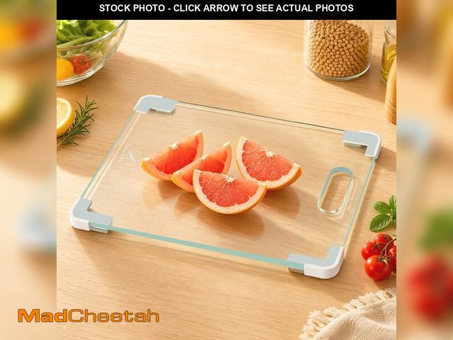 Lot 74-14209095 - Glass Cutting Board for Kitchen, 12x8 Clear Tempered Glass Chopping Board with Non-Slip Corner Guard...