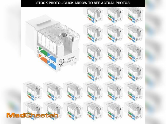 Lot 74-14054195 - VCE RJ45 UL Listed Cat6A Keystone Jack 25-Pack, 10 Gbps Slim Profile Modular Ethernet Jacks Insert 1...