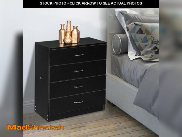 Lot 74-12144481 - SYNGAR Black 5 Drawer Dresser  Chest of Drawers for Bedroom  Modern Storage Cabinet Dresser Organize...