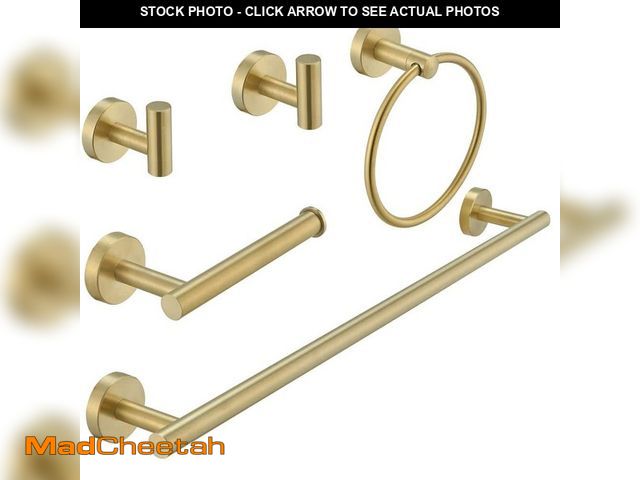 Lot 74-13038203 - BWE 5-Piece Bath Hardware with Towel Bar Towel Hook Toilet Paper Holder and Towel Ring Set in Brushe...