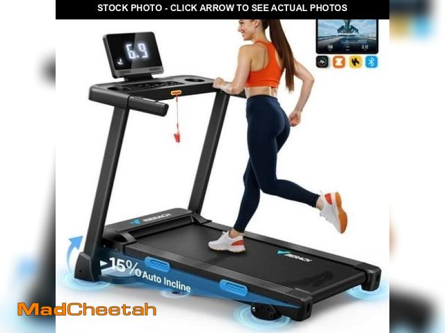 Lot 74-12475203 - MERACH Folding Treadmill with 15% Auto Incline  Fitness Treadmill for Home with APP  300 Lbs Capacit...