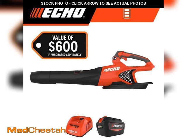 Lot 74-14255388 - ECHO 56V 158 MPH 549 CFM Cordless Battery Powered Handheld Leaf Blower with 5.0Ah Battery and Rapid ...