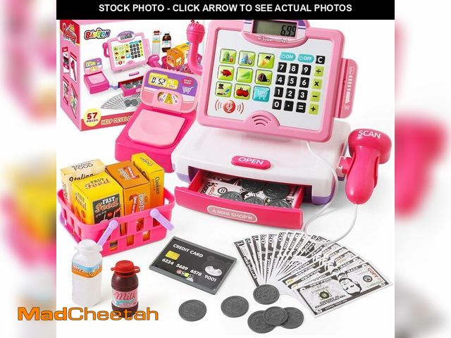 Lot 74-13718698 - Play Calculator Cash Register Toy Gift for Kids Girls Age 3, 4, 5, 6, 7, 8+ Year Old, 57 Pcs Pink Pr...