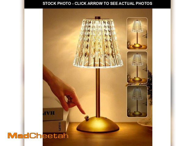 Lot 74-10825458 - One Fire Cordless Table Lamp, Dimmable Crystal Table Lamp 3 Colors LED Gold Lamp, Ã£â¬Â3200mAhÃ£â...