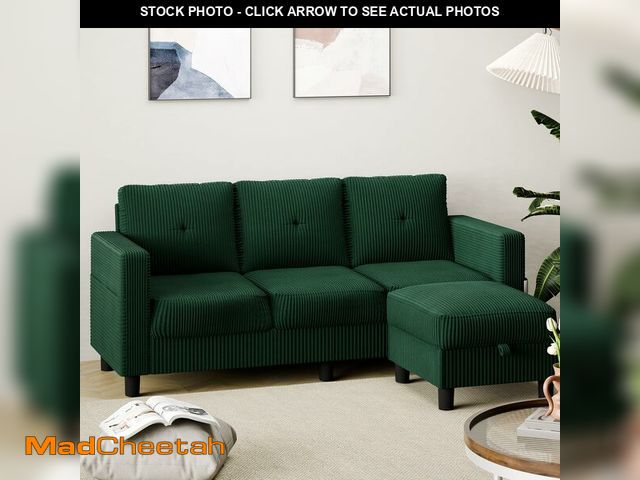 Lot 74-13579754 - Shintenchi 76" Modern Upholstered Sectional Sofa, L-Shaped Couch with Storage Ottoman and Reversible...