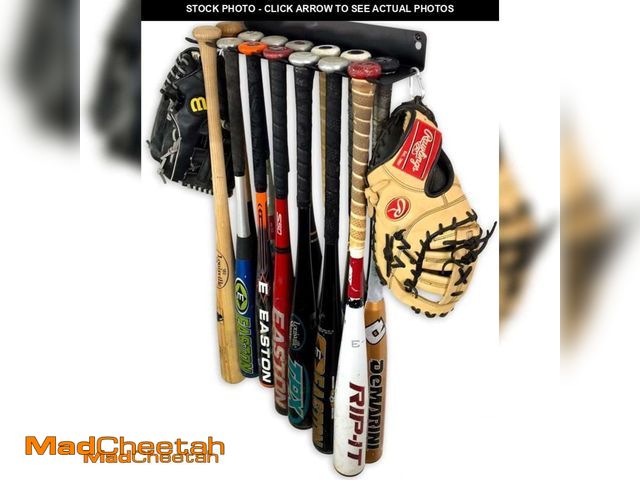 Lot 74-11029854 - StoreYourBoard Baseball Bat Storage Rack, 14 Bat Caddy, Hanging Organizer, Wall or Fence Mount, Equi...