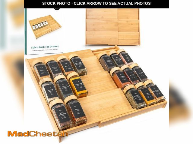 Lot 74-13949361 - EDELHAUS Bamboo Spice Drawer Organizer - Expandable 4 Tier Spice Rack (Need 3" Deep Drawer) 12" to 2...