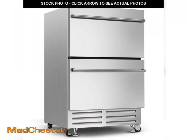 Lot 74-12463155 - SOZT 23.4 in. 4.9 cu.ft. Double Drawer Fridge Weatherproof Outdoor Beverage Cooler in Stainless Stee...