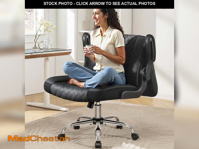 Lot 74-13778003 - (MISSING HARDWARE) COOLHUT Criss Cross Office Chair with Flip Padded Backrest, Comfy PU Leather Cros...