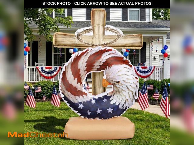 Lot 74-14381102 - Halloscume 5ft Patriotic Inflatables Outdoor Decoration 4th of July Blow up Wreath Shaped Eagle Buil...