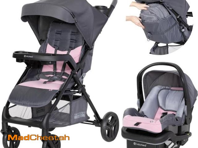 Lot 74-12284437 - Baby Trend Passport Cargo Stroller Travel System with EZ-Lift PLUS Infant Car Seat, Pink Bamboo - UN...