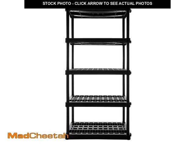 Lot 74-12558066 - Plano 5-Tier Heavy Duty Impact-Resistant Plastic Garage Storage Shelving Unit in Black (18 in. L x 3...