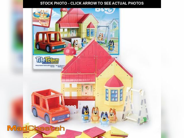 Lot 74-12717875 - Tile Town Bluey Heeler Family Home 52-Piece Magnetic Tile Playset, Interactive STEM Magnetic Tiles T...