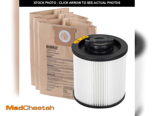Lot 74-13667547 - DEWALT 3-Pack Disposable Bag and Standard Cartridge Filter Combo Pack for 6-10 Gallon Wet/Dry Vacuum...