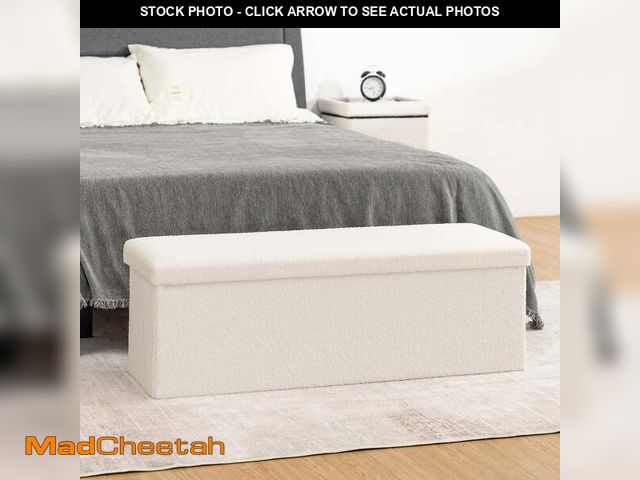 Lot 74-13817623 - (SOME DAMAGE)Lusimo Boucle Ottoman Bench with Storage for Living Room, 43" Folding Storage Bench Cof...