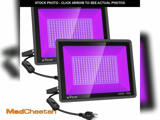 Lot 74-12707630 - XYCN 2 Pack 200W LED Black Lights Outdoor, Flood Light with Plug, 395nm to 410nm IP66 Waterproof for...