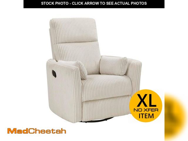 Lot 74-12590329 - LazzaraTurbo Beige Corduroy Fabric Manual Swivel Glider Recliner - UNUSED