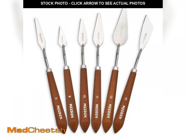 Lot 74-12310004 - MEEDEN Artist Palette Knife Set: 6Pcs Stainless Steel Art Scraper Pallet Knives with Wooden Handle -...