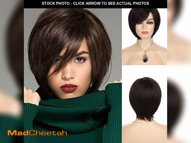 Lot 74-13566638 - Baruisi Short Brown Bob Wigs for Women Synthetic Straight Costume Hair Wig for Party Daily Use - UNU...