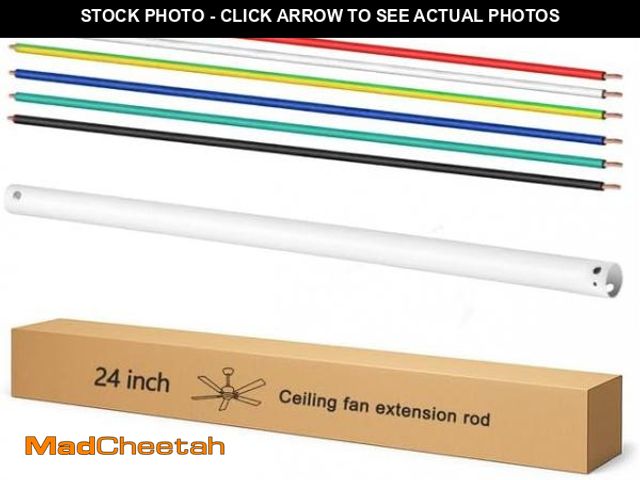 Lot 74-12396639 - Feylan 24 Inch Ceiling Fan Downrod with UL Wires,White, 1-Inch Diameter, Unthreaded - UNUSED