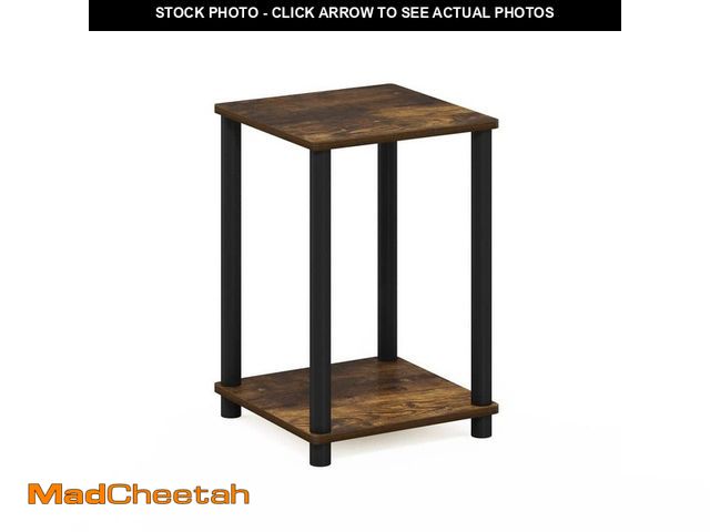 Lot 74-12584686 - Furinno Turn N Tube 13.4 in. Amber Pine/Black Simple End Table - UNUSED