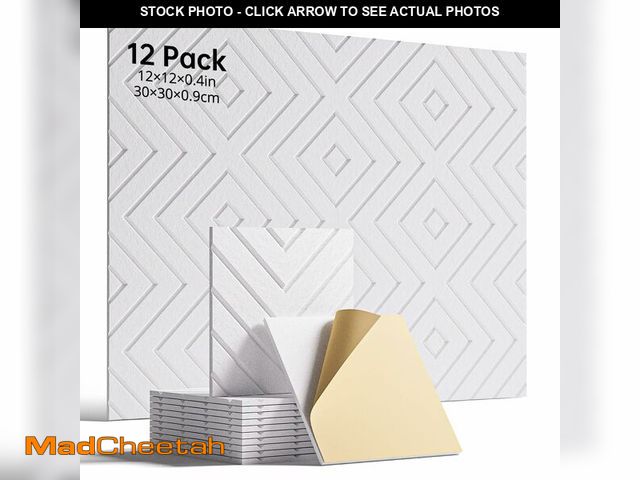 Lot 74-13550395 - Woovio Sound Proof Foam Panels for Walls, 12 Pack Self-Adhesive Acoustic Panels, 12" X 12" X 0.4" So...
