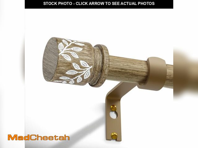 Lot 74-14212746 - QDWIS Weathered Wood Curtain Rods for Windows 48 to 84 inch Boho Decorative Handmade Wood Grain Drap...
