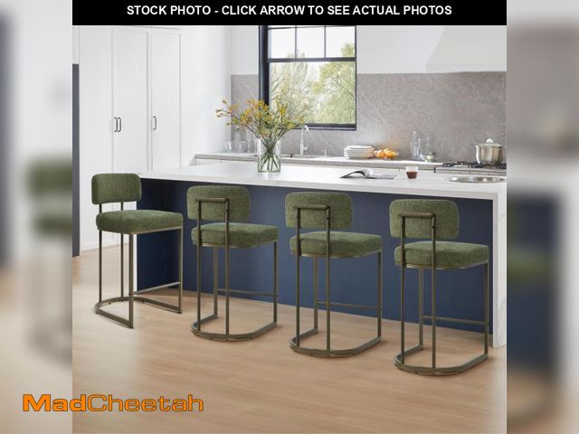 Lot 74-12262831 - (SET OF 4)  26" H Counter Height Bar Stools Set of 4, Modern Linen Fabric Upholstered Barstools with...