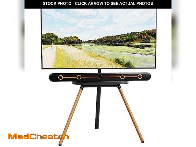 Lot 74-12398281 - PUTORSEN Easel TV-Stand for 43-65-Inch Screens - Portable Swivel Tripod TV Stand with Wooden Tray, H...