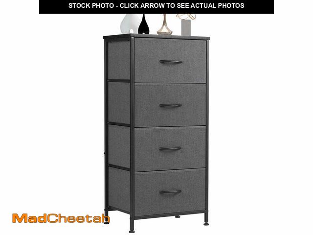 Lot 74-14071863 - edx 4 Drawer Fabric Dresser for Bedroom, Tall Chest of Drawer Organizer Storage Cabinet for Closet, ...