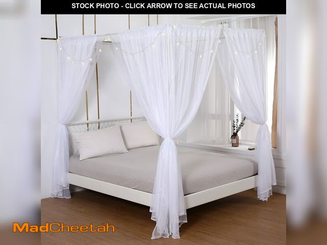 Lot 74-14330873 - Akiky Princess Canopy Bed Curtains Bed Canopy Curtains with Lights for Queen Size Bed Drapes,8 Panel...