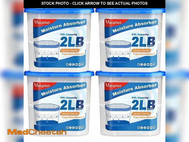 Lot 74-12882972 - Vacplus Moisture Absorber Buckets 4 Pack Ã¢â¬â Large Capacity Dehumidifier and Humidity Absorber ...