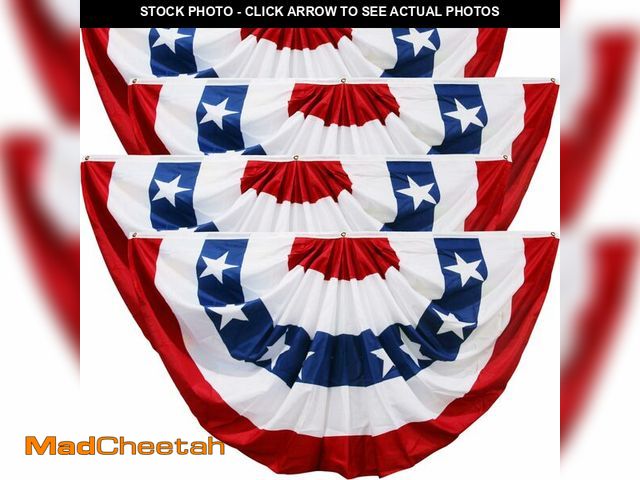 Lot 74-14268276 - HOOSUN 4 Pack American Flag Bunting for Outside,Patriotic 4th of July Decorations,3x6 FT Patriotic B...