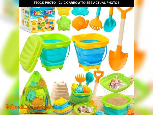 Lot 74-12435370 - DUDUCOFU Collapsible Beach Sand Toys for Kids Toddlers, Collapsible Sand Bucket with Sifter Shovels ...