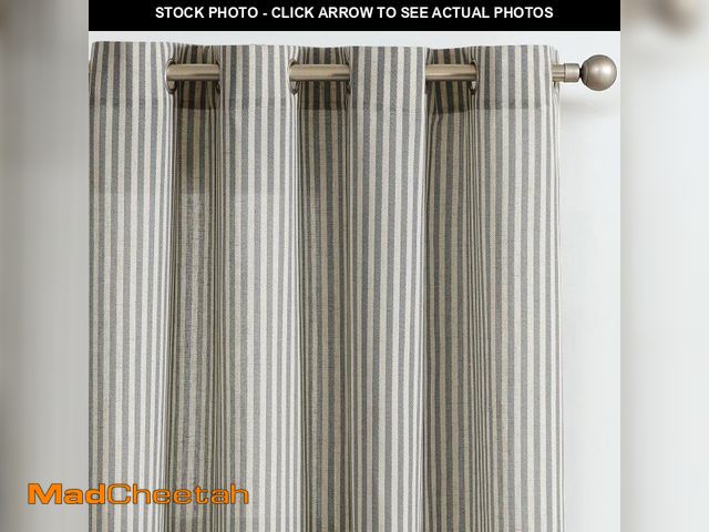 Lot 74-11548246 - COLLACT Black Striped Linen Curtains 90 Inches Long for Living Room/Bedroom Farmhouse Pinstripe Patt...